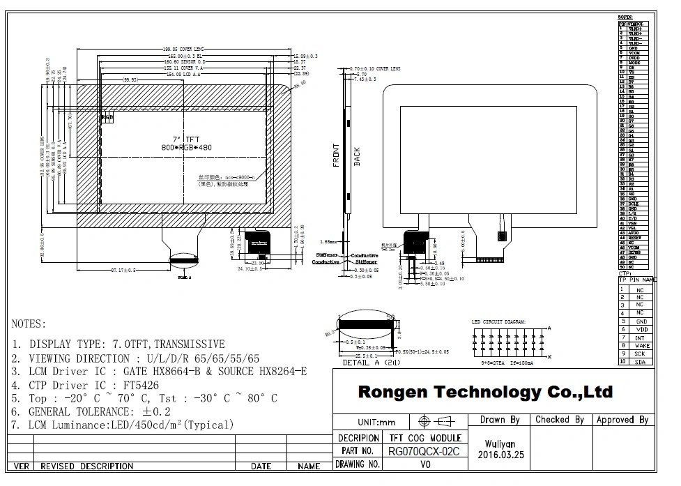 7inch LCD Monitor Display with Capacitive Touch Screen