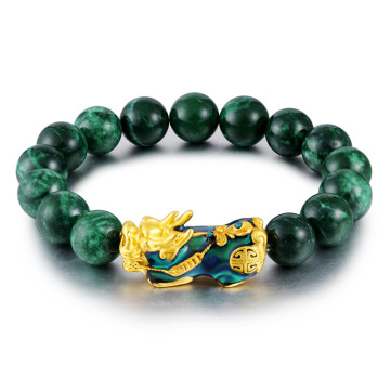 Color-Changing Green Jade Bead Pixiu Bracelet: Wholesale Offer for Enhanced Luck and Wealth in Feng Shui