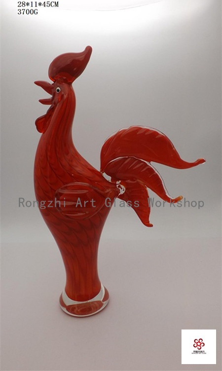 Red Rooster Glass Sculpture