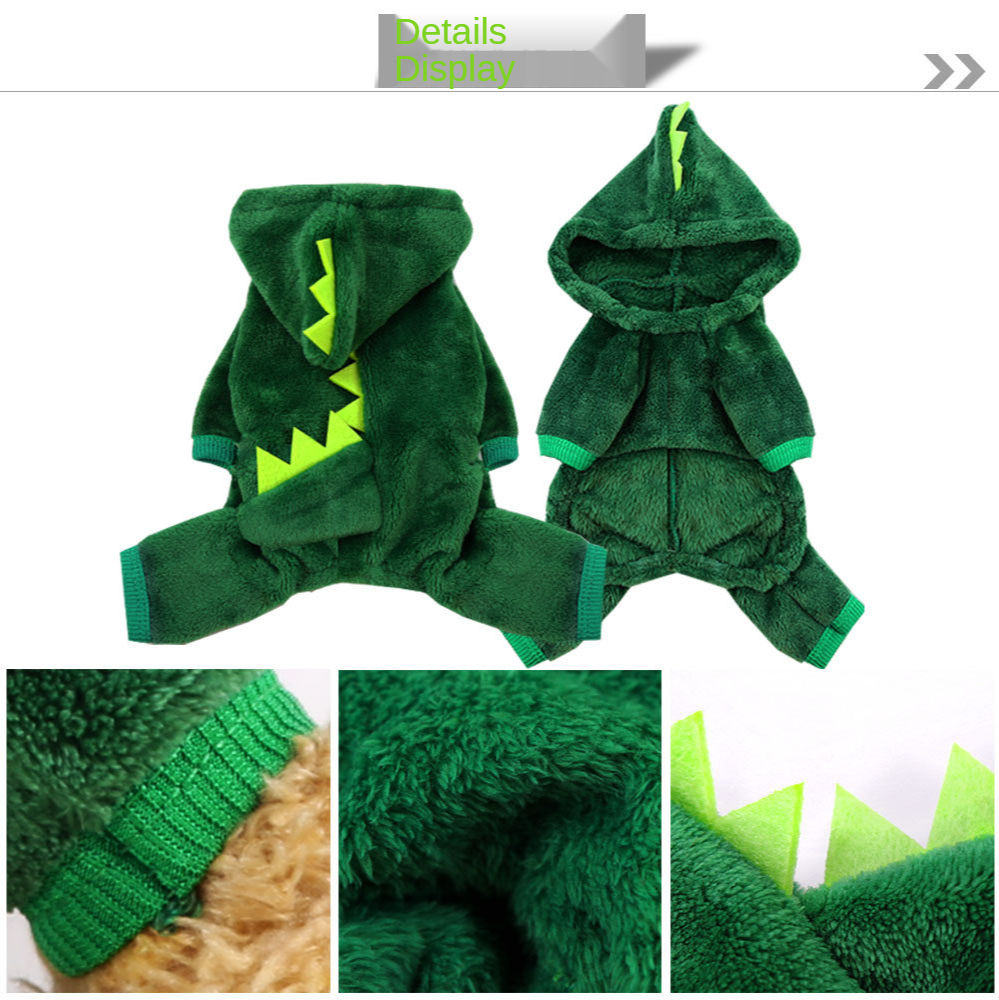 Wholesale Coral Fleece Dog Clothes Pet Dinosaur Clothes Autumn and Winter Warm Four-legged Dog Cat Clothes