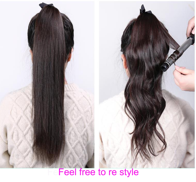 Natural Wrap Around Drawstring Ponytail 100% Virgin Human Hair Silky Straight, Remy Brazilian Human Hair Pony tails