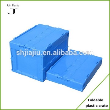 Folding plastic corrugated storage box with lid