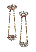 Gold chains drop earrings with brown diamond