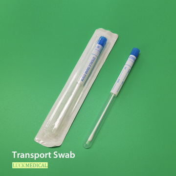 Amostra de swab de transporte no tubo com dica de rayon