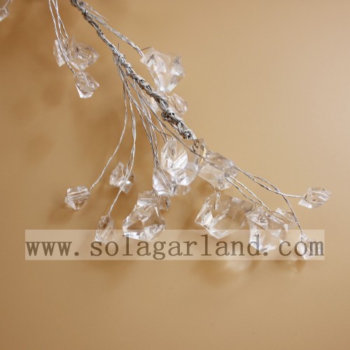 Branches d&#39;arbres de guirlande de perles en forme de pierre transparente acrylique