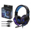 Casque de jeu filaire d&#39;ordinateur stéréo brillant avec microphone micro LED pour PC