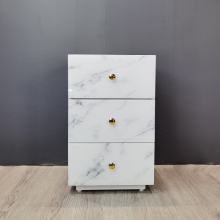 White marble glass 3 drawer bedside