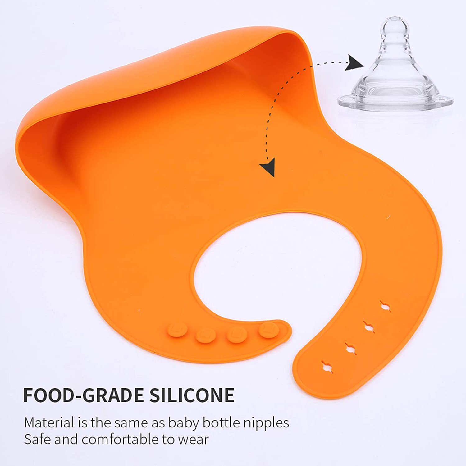 Food Grade Waterproof Silicone Baby Bibs Easily Clean Silicone Bibs