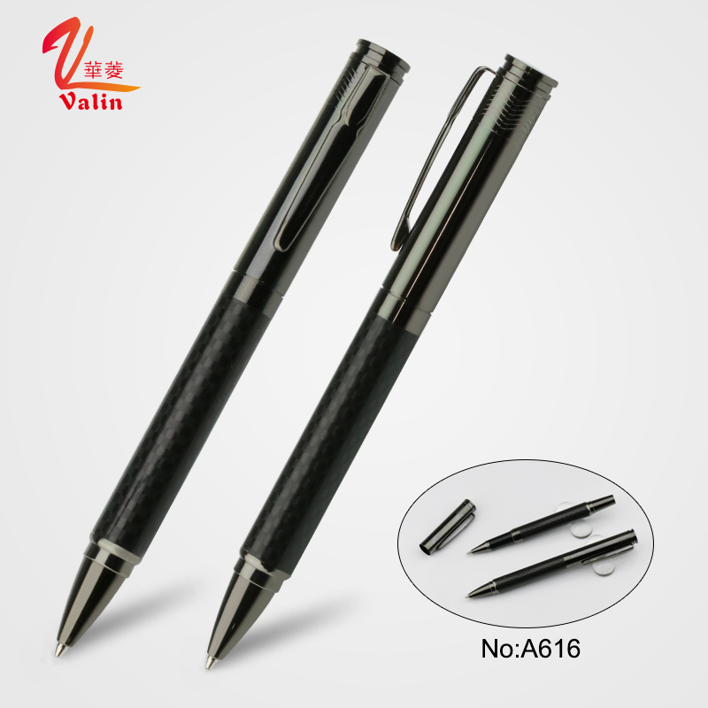 Luxury design free ink carbon fibre roller ball pen with logo printed