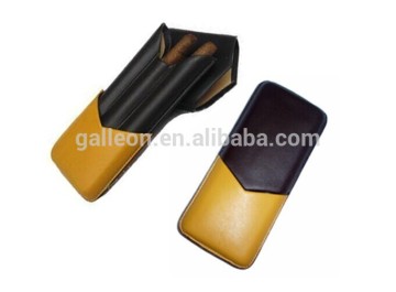 3 cigars Leather Cigar Case with leather cover cigar humidor case