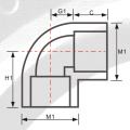 الكوع ASTM SCH80 CPVC 90 ° لون رمادي غامق