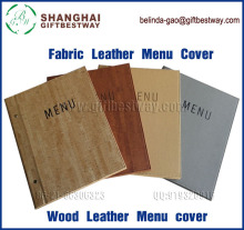 Price competitive wholesale A4 size menu cover, leatherette menu cover, wood grain menu cover