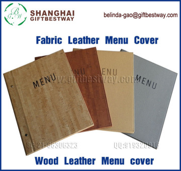 Price competitive wholesale A4 size menu cover, leatherette menu cover, wood grain menu cover