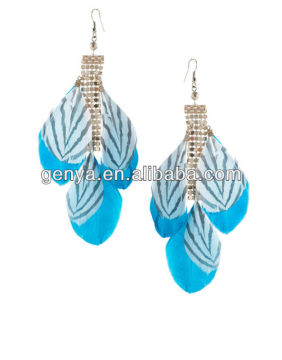 Blue Peacock feather Earring with streak