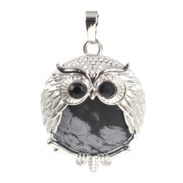 Snowflake 24mm Beads Silver Owl Pendant