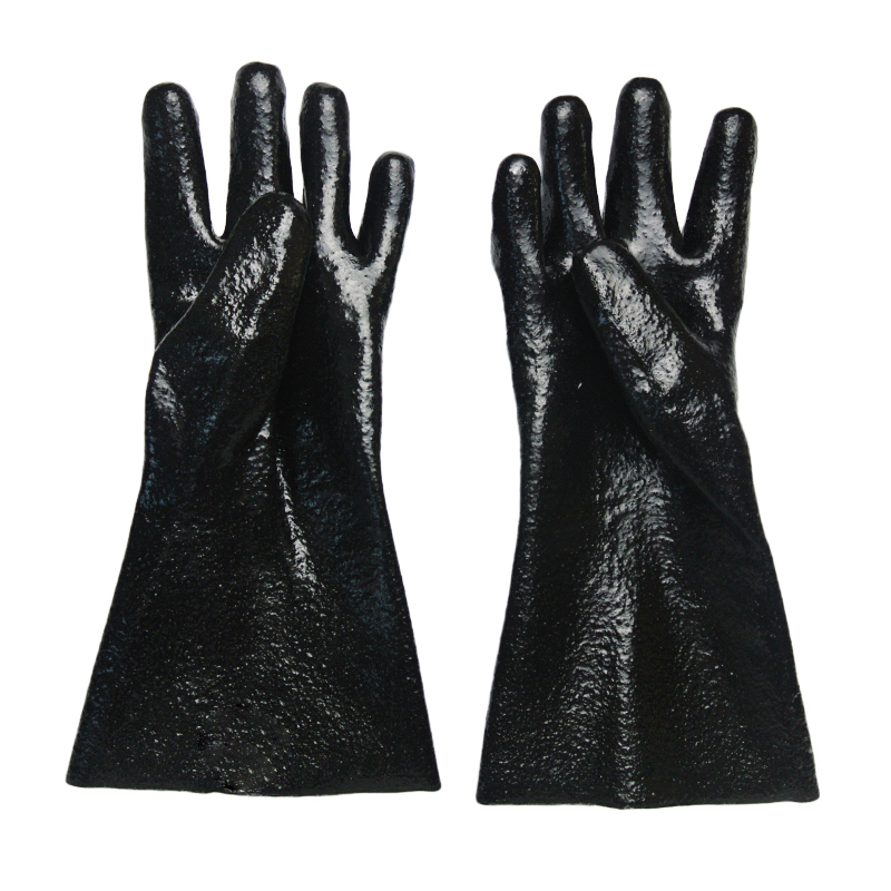 Guantes de trabajo a prueba de agua de PVC negro Trabajo mecánico