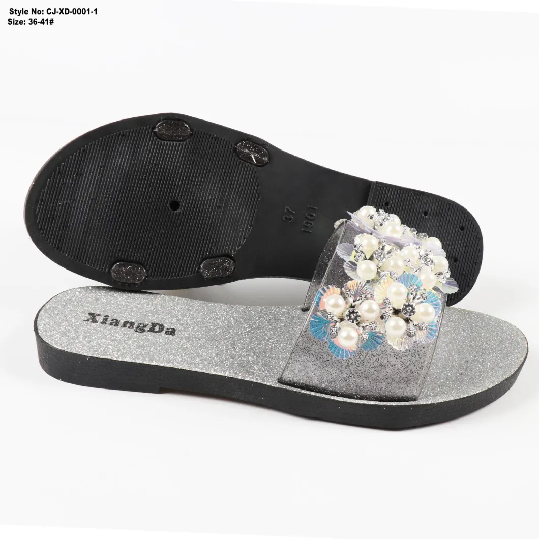 Superstarer 2020 Design Summer Rhinestone Beads Slippers for Women Fashion EVA Wedge Flip-Flops