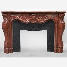 Very beautiful opulent fireplace made out of Red Griotte marble