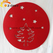 2015 new Circle coaster Christmas tree lase cutting felt coaster