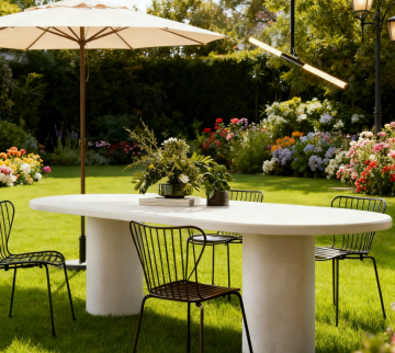 Hand-Crafted All-Concrete Dining Table