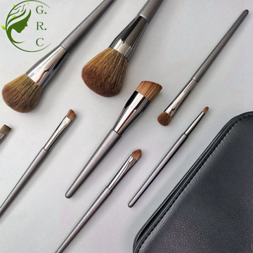 Custom Wooden 8pcs Black Kabuki Make Up Brush