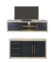 Modern Black and White TV Entertainment Unit
