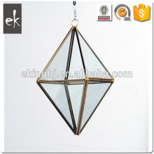 China Wholesale Custom geometry glass house candle holders antiquited finish copper