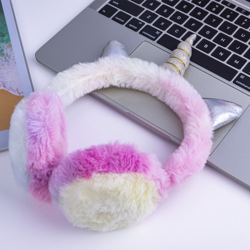 Trendy lindo unicornio niños encantadores auriculares de invierno de pelaje de lujoso