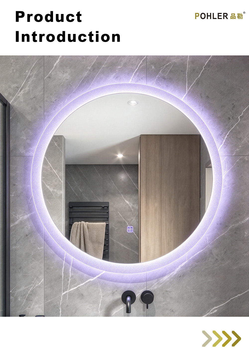 D081 Круглое светодиодное умное зеркало для ванной комнаты X D081 Round LED Smart Bathroom Mirror X