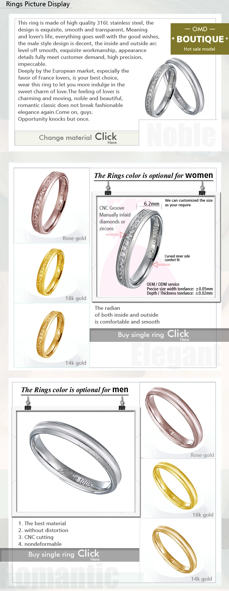 New Arrival Fashion 18K Golden Wedding Ring in Competitive Price