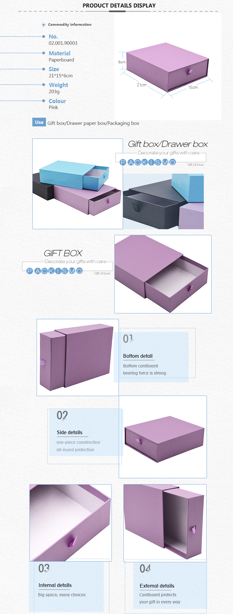 Hot Sale New Design High Quality Luxury Packaging Drawer Box, Printing Custom Gold Stamping