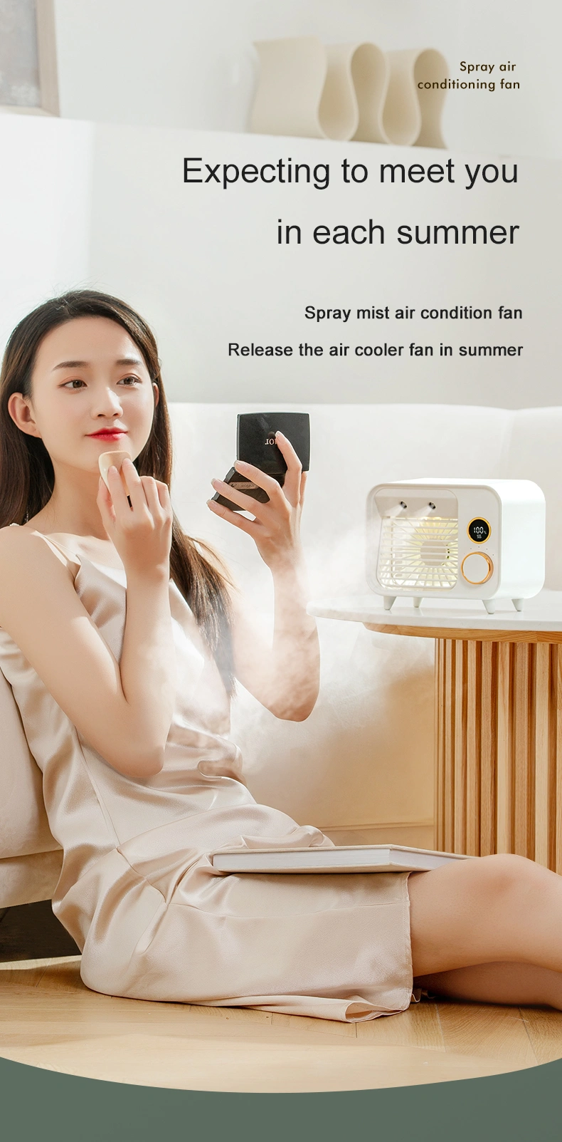 New LED Digital Display Home Appliance Portable Rechargeable Table Spray Mist Water Mini Electric USB Air Cooler Conditioner Desk Cool Fan