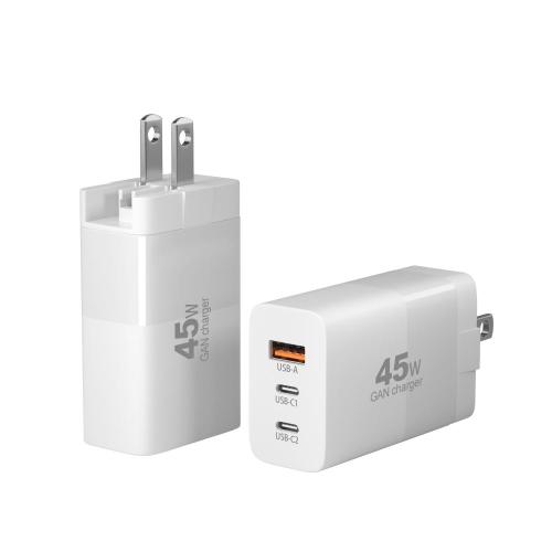 3-портовый Gan Charger 45W Телефон мобильный телефон быстрое зарядное устройство