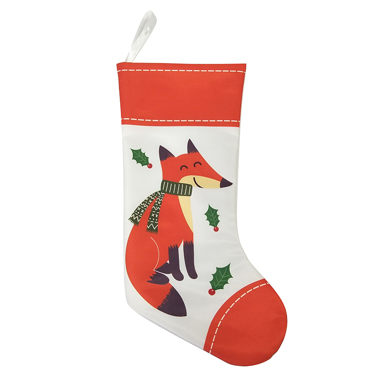 Printed Christmas Stocking With Fox Pattern