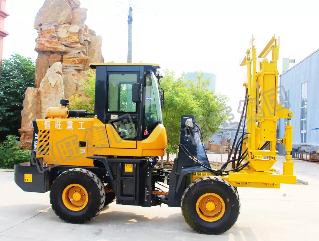 mini mobile pile driver road drilling machine used for highway guardrail installation