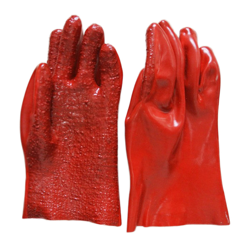 Κόκκινα γάντια επικαλυμμένα με PVC Terry πετσέτα επένδυση
