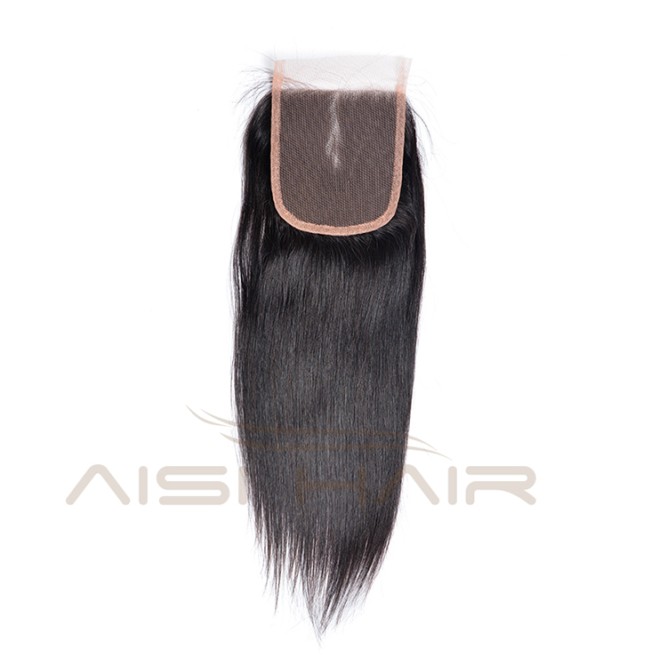 Aisi Hair High Quality 14 Inch Long Silky Straight Wave 4X4 Lace Closure Brazilian Human Hair Extension For Women