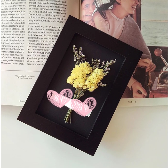 High Quality Creative Home Decoration white Black wooden photo picture frame keep dried flower 3D shadow box display case