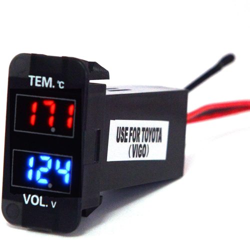 Pengukur tegangan meter suhu mobil DC 12V mobil