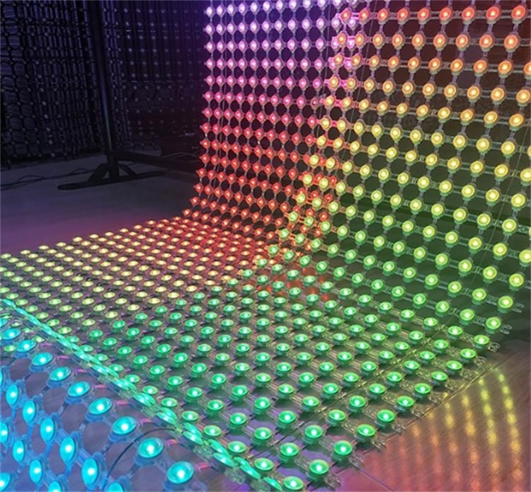 Manufacturer Selling facade full colour  led SMD3535  DC12V IP67 RGB  P83 led mesh video curtain screen for indoor and outdoor