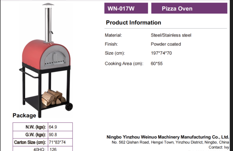 Red Stainless Steel Portable Pizza Oven for Backyards