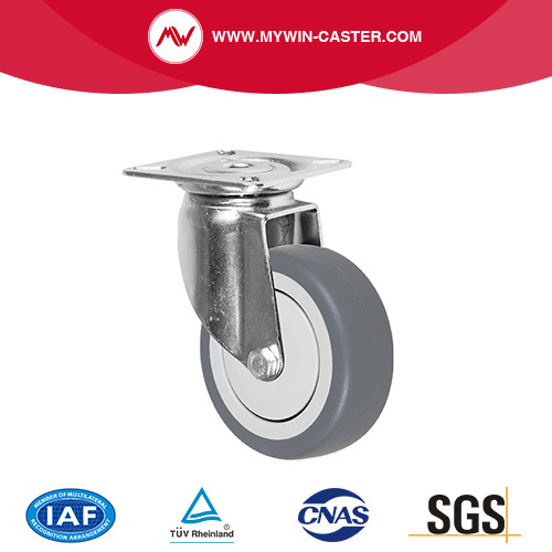 2 &quot;Salutan Zink Tidak Plat atas Brake Tunggal Ball Bearing On TPR Dengan Big Cover /PP Core Europe Type Light Duty Caster Wheels