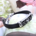 Bracciale in metallo stile punk moda maschile con testa gioielli all'ingrosso del cranio