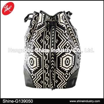 Ethnic Canvas Drawstring Bucket Bag