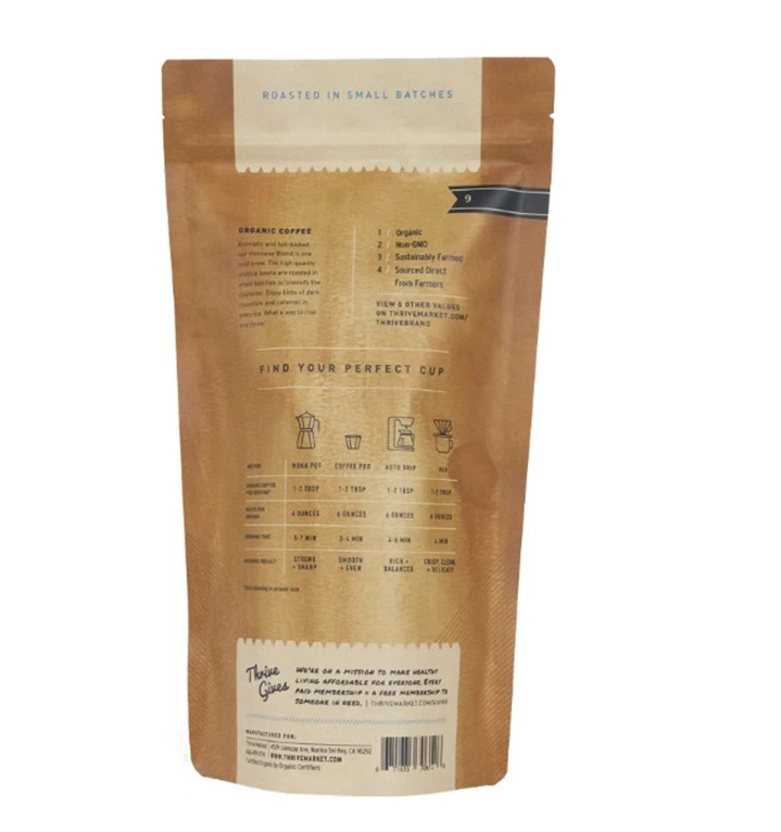 Recycled Laminated Zipper Kraft Paper Stand up Coffee Bean Bag with Valve