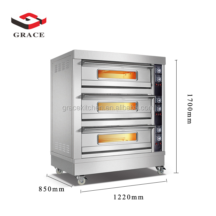 Commercial Multifunctional Digital Free Standing 3 Layer Electric Pizza Oven For Baking