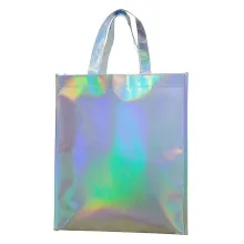Custom Holographic Rainbow Shopping Bags with Logos