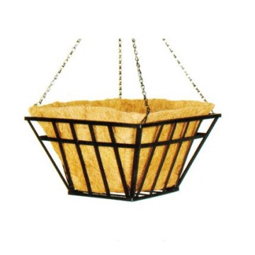 4 Chains Flat Bottome Hanging Basket with Coco Liner