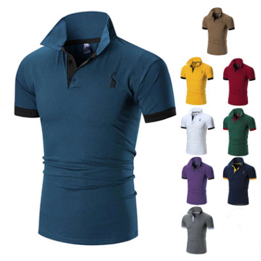 Men's Short Sleeve Polo Shirts Giraffe Contrasting Colors Golf Tennis T-Shirt