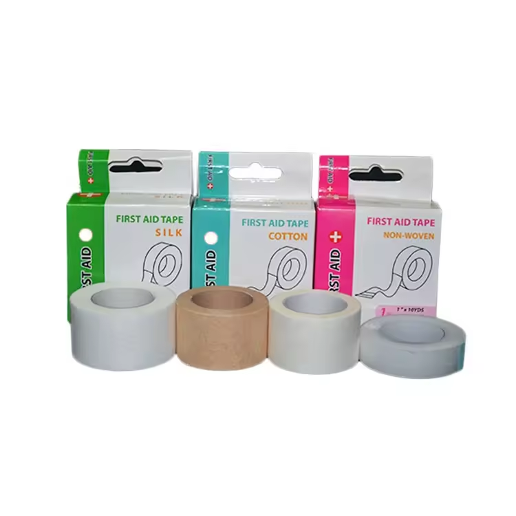 Direct Manufacture of hospital type sparadrape easy tear silk fabric tape roll--1"x10ydz/2"x10ydz/3"x10ydz